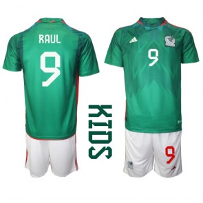 Mexiko Raul Jimenez #9 kläder Barn VM 2022 Hemmatröja Kortärmad (+ korta byxor)